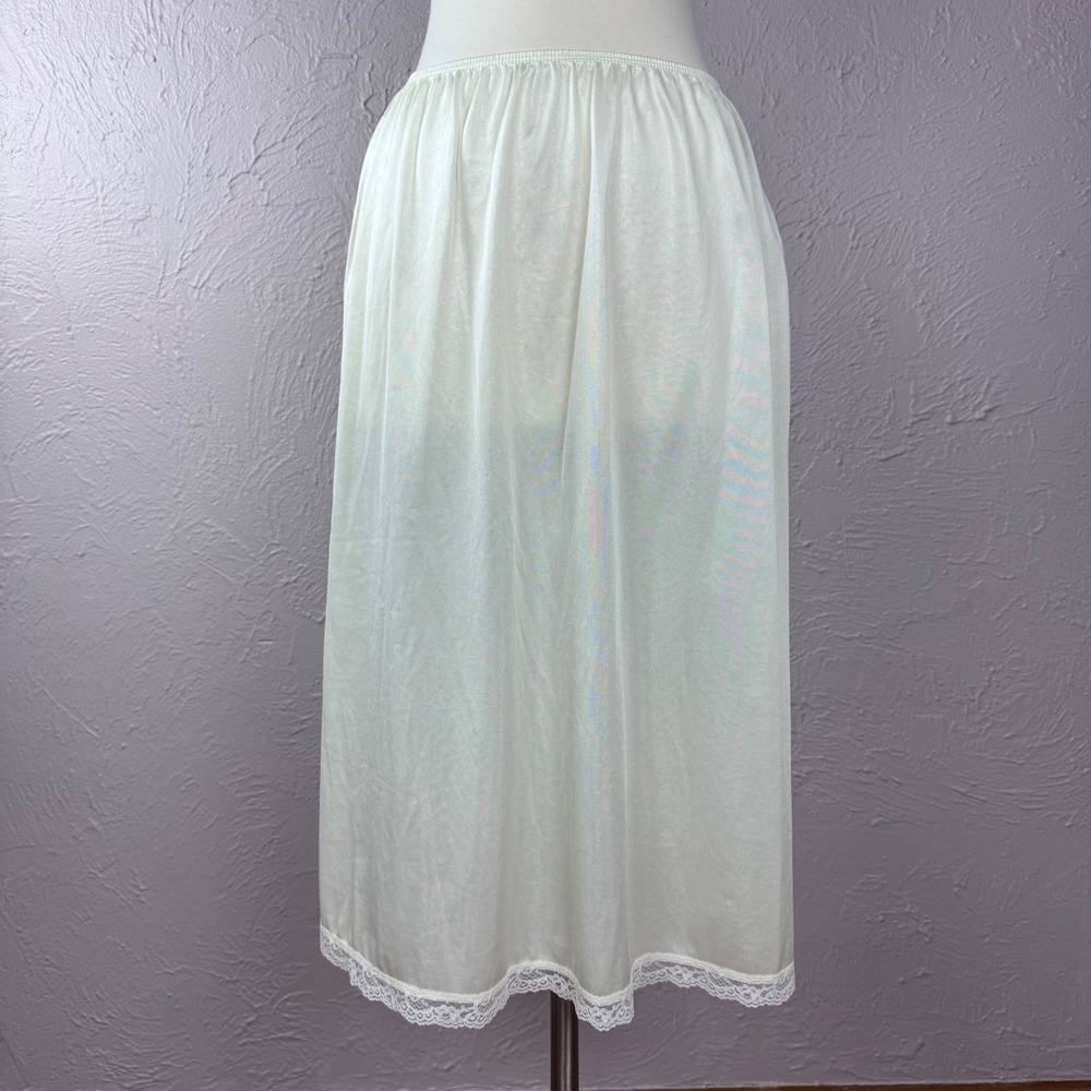 Vintage nylon ivory lace trim slip - fits 26" - 30" waist Fairy-core Coquette